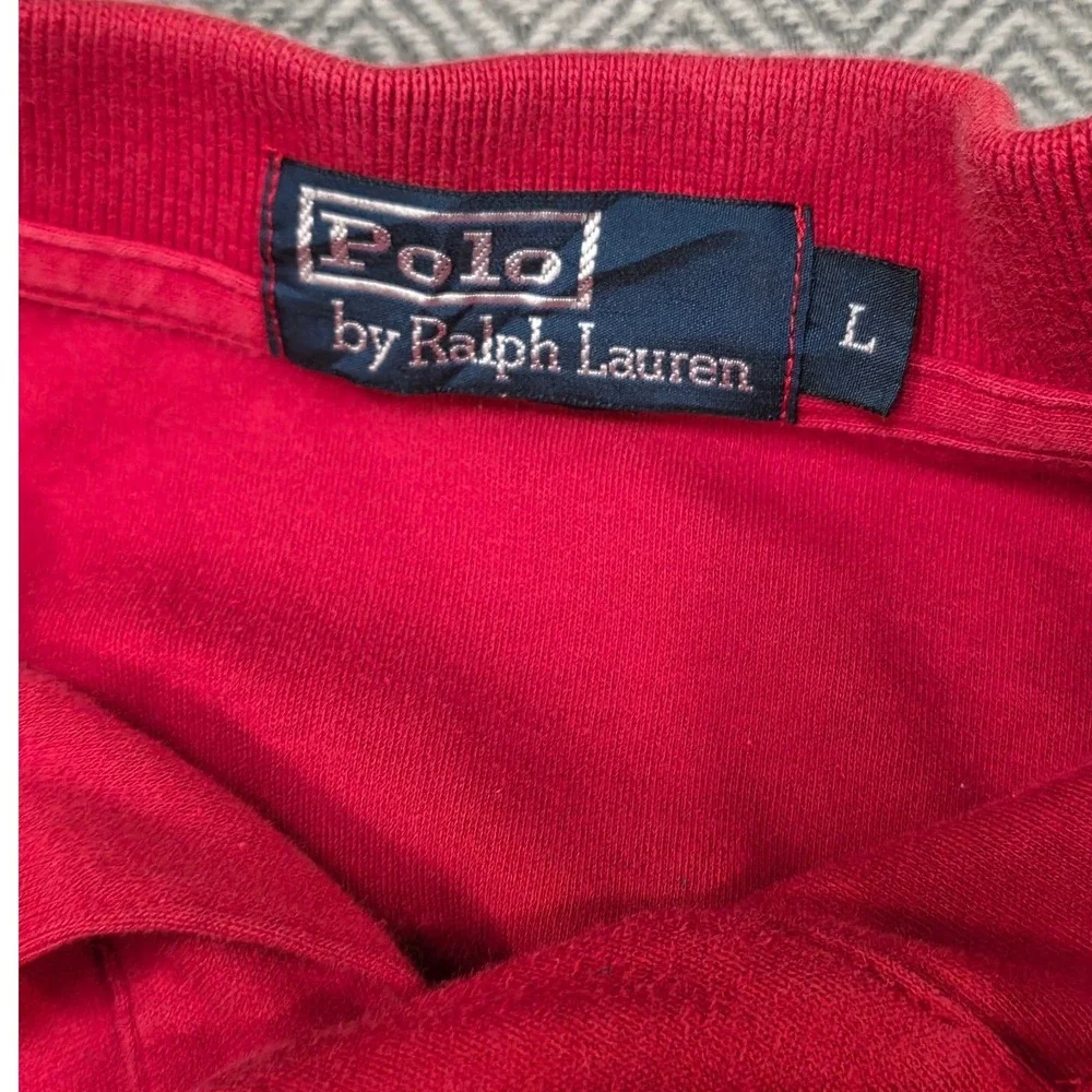 Polo Ralph Lauren‎ Mens Large Red Short Sleeve Pique Polo Shirt Blue Pony Logo